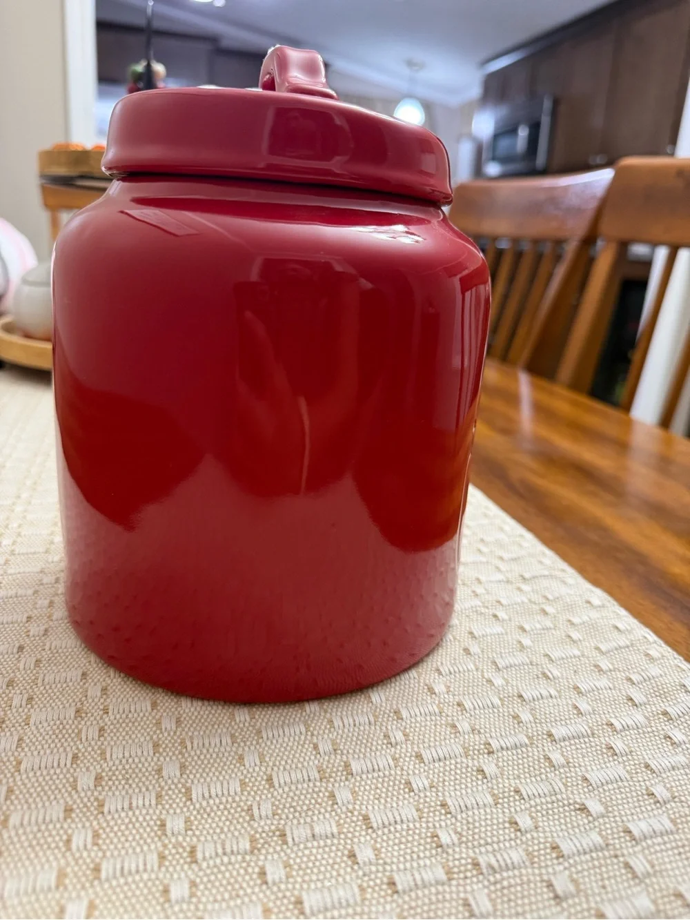 Santa's Cookies Red Ceramic Cookie Jar - Rae Dunn